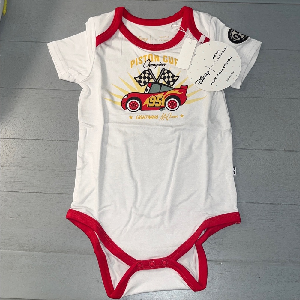 Little Sleepies lightning McQueen body suit 6-12mo NWT